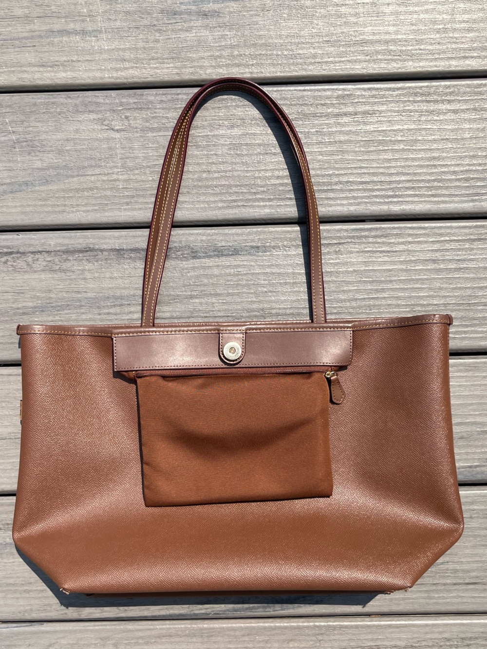 Coach; Large City Tote; Signature Brown Monogram; Multicolor Garden Floral Print - Picture 12 of 16